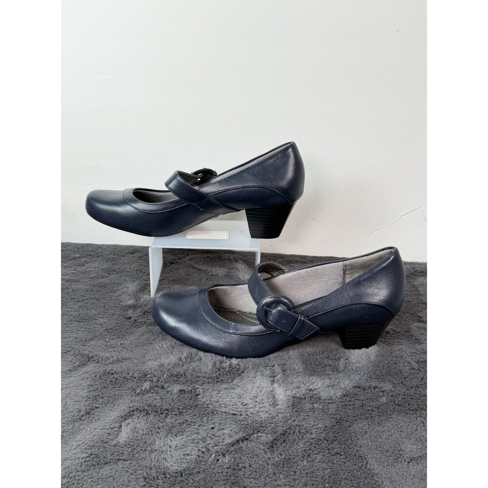 LifeStride Women’s 8.5M Navy Blue Mary Jane Pumps Block Heel Comfort Shoes